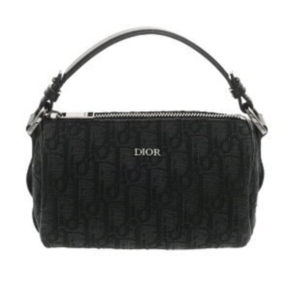 Dior Handbags - Dior ROLLER Bag Black Oblique Jacquard Canvas Calf Leather Handbag